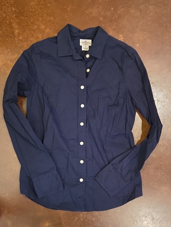 Nautica Tops - J Crew Haberdashery Long-Sleeve Button-Up Shirt - Navy Blue